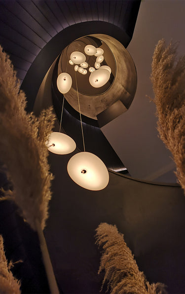 frosted glass hanging pendants for staircase